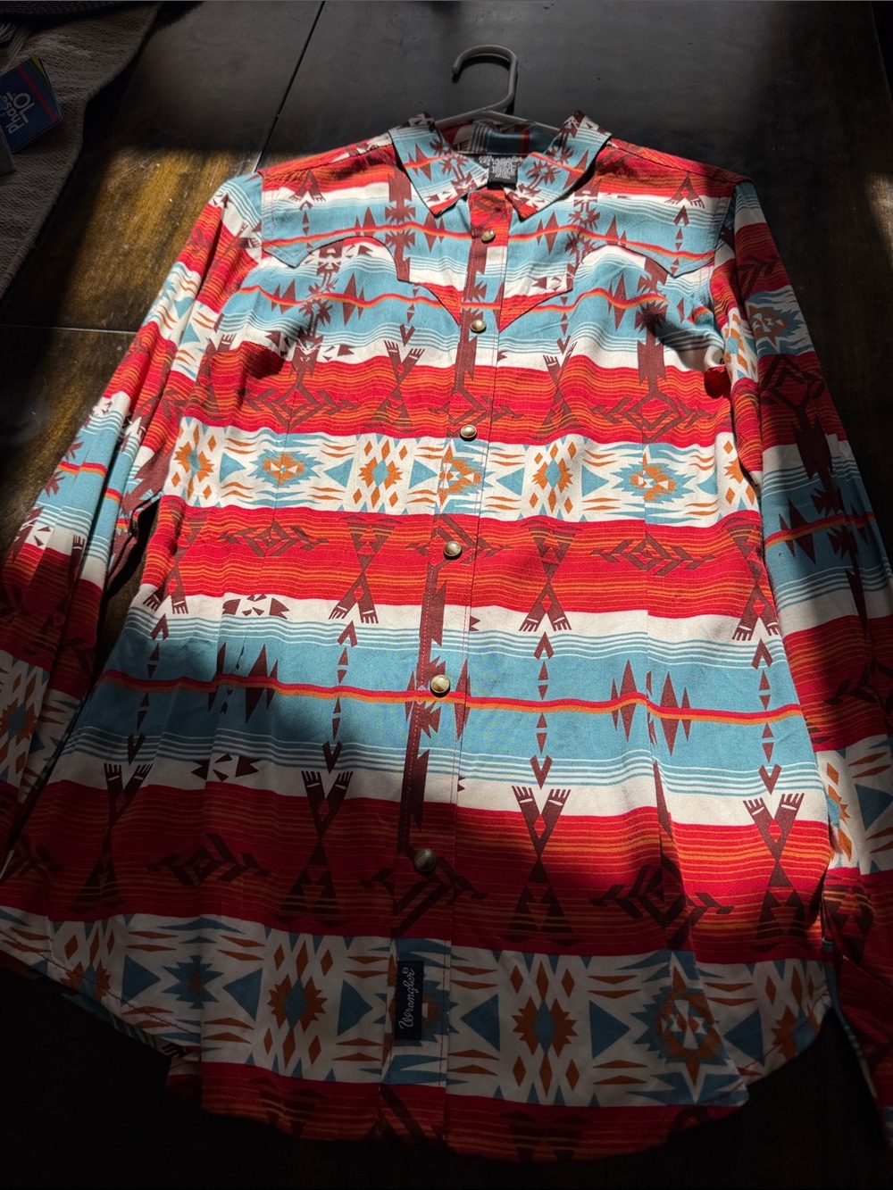 Wrangler Red & Turquoise Southwestern Button-Down Shirt